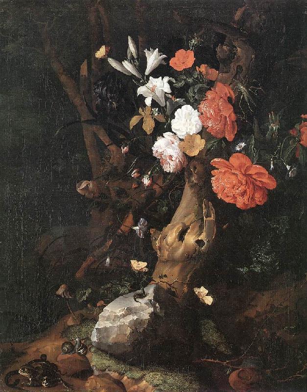 RUYSCH, Rachel Flowers on a Tree Trunk af oil painting image